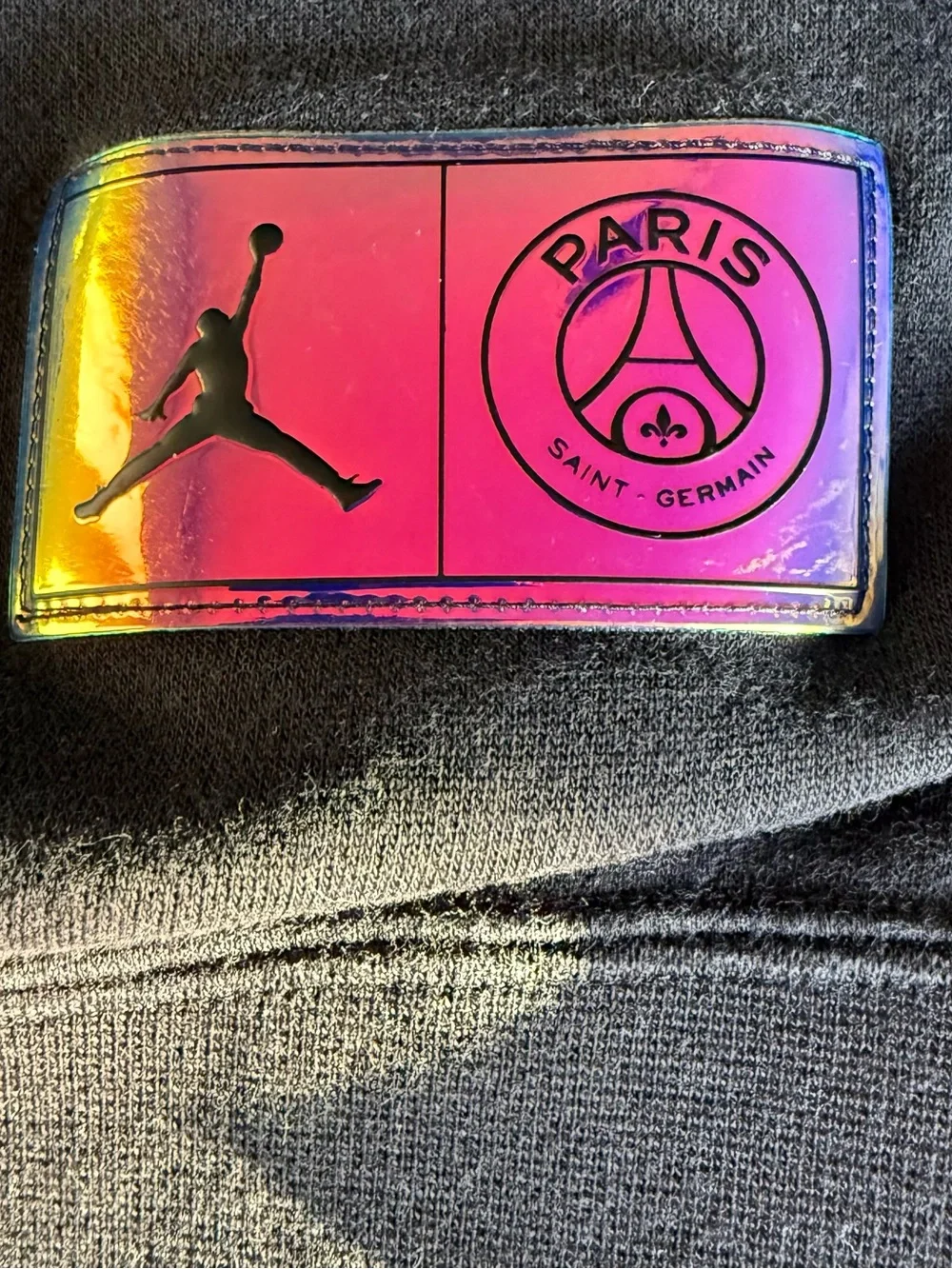 Jordan Men’s Black Hoodie with Pink and Purple PSG Logo